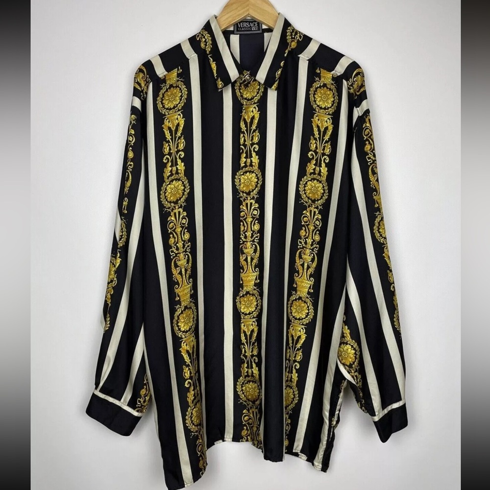 Very Rare Versace Silk Baroque Jewels button up shirt
